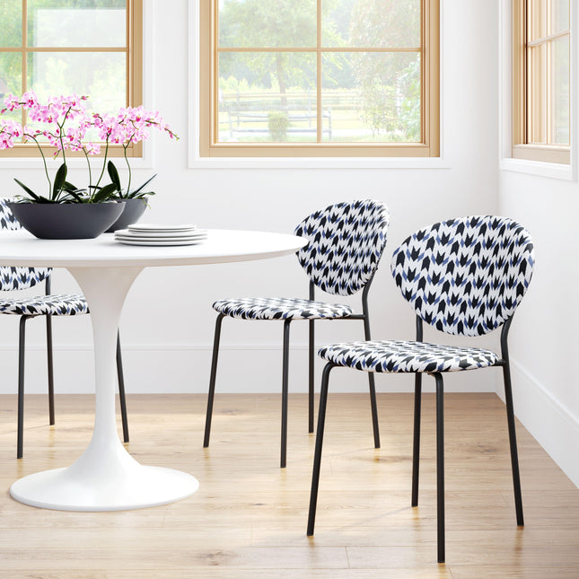 Clyde Dining Chair (Set of 2) Geometric Print & Black Chairs TriadCommerceInc   