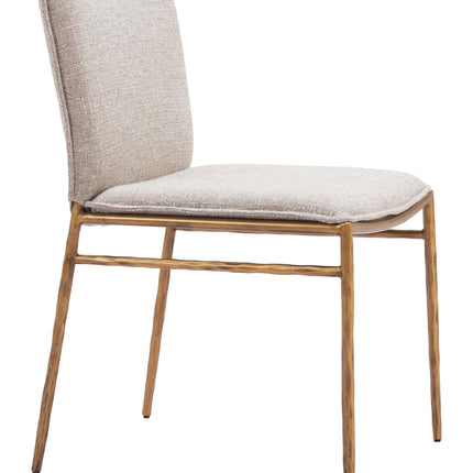 Nordvest Dining Chair Beige & Gold Chairs [TriadCommerceInc]   