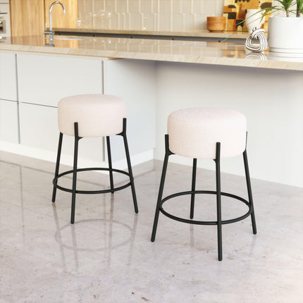 Blanche Counter Stool (Set of 2) Ivory Counter Stools [TriadCommerceInc]   