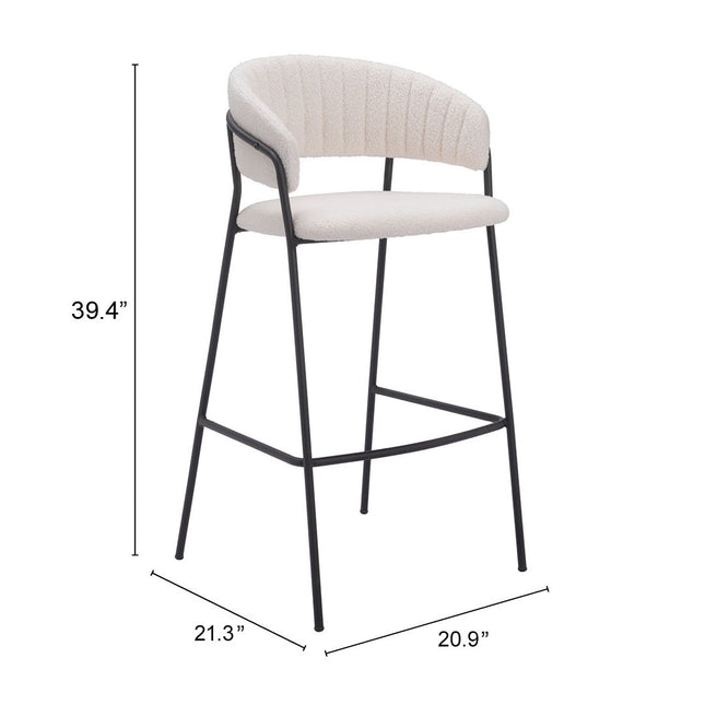 Josephine Barstool (Set of 2) Cream Barstools TriadCommerceInc   