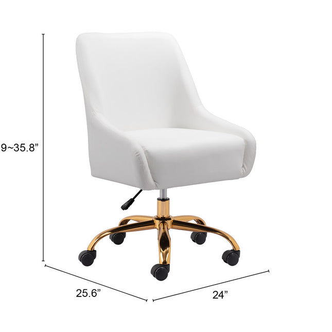 Madelaine Office Chair White & Gold Chairs TriadCommerceInc   