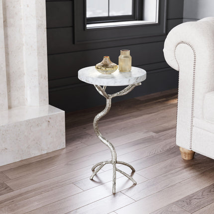 Joel Side Table White & Silver Side Tables TriadCommerceInc   