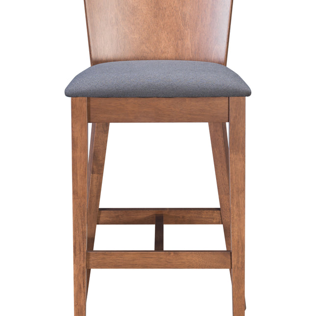 Ambrose Barstool (Set of 2) Walnut & Dark Gray Barstools TriadCommerceInc   