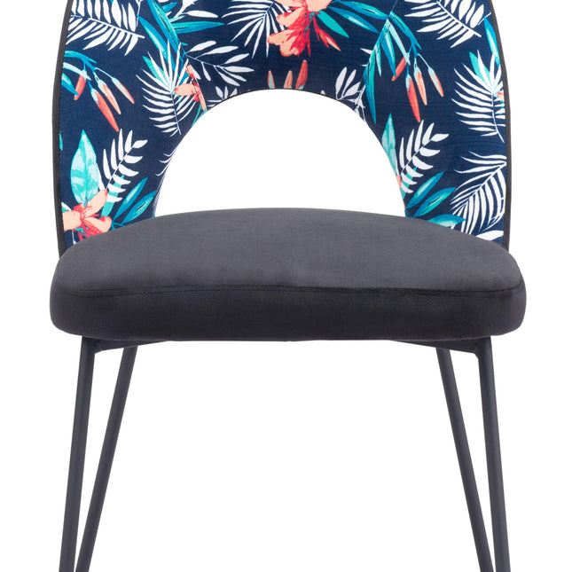 Merion Dining Chair (Set of 2) Multicolor Print & Black Chairs TriadCommerceInc   