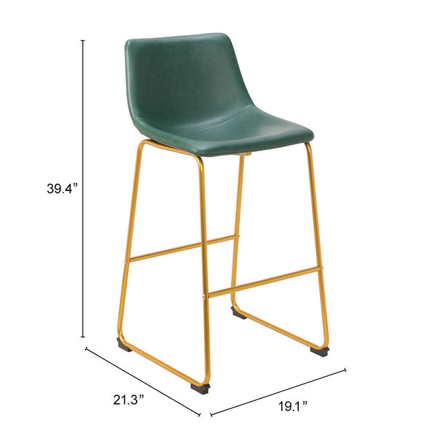 Augusta Barstool (Set of 2) Green & Gold Barstools TriadCommerceInc   