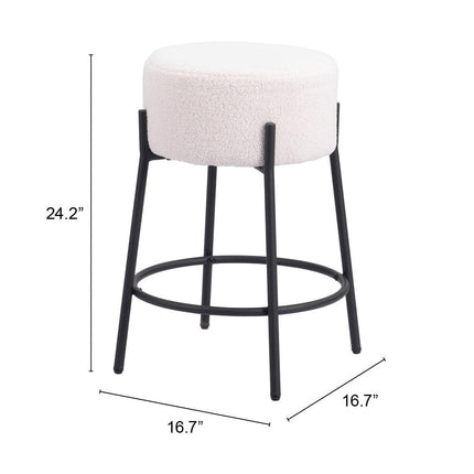 Blanche Counter Stool (Set of 2) Ivory Counter Stools [TriadCommerceInc]   