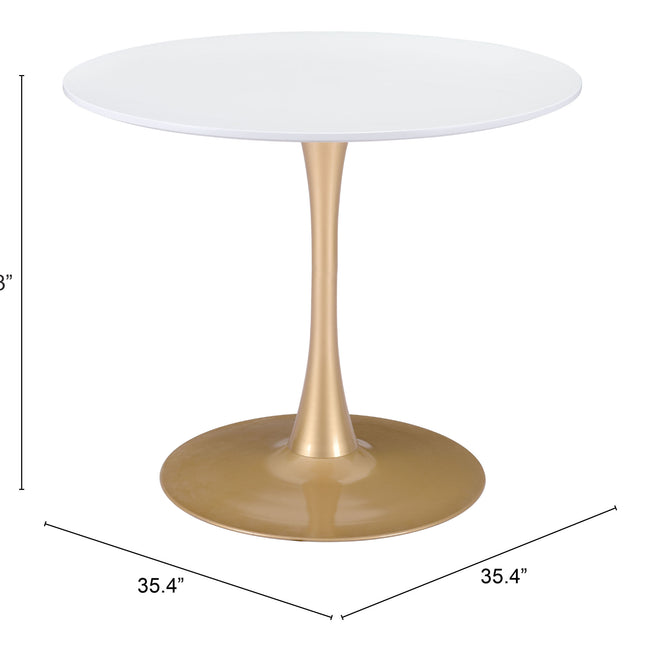 Opus Dining Table White & Gold Tables TriadCommerceInc   