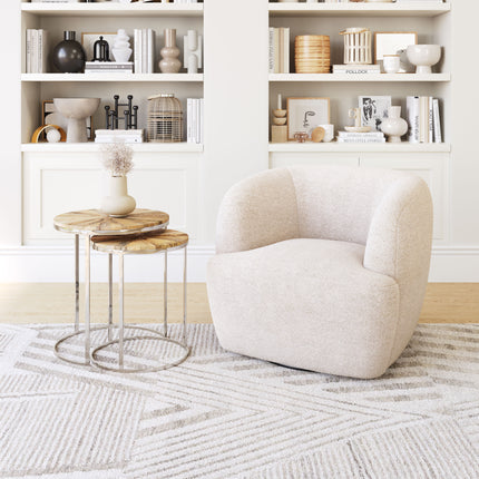 Govan Swivel Chair Ivory Chairs [TriadCommerceInc]   