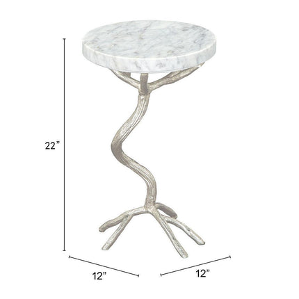 Joel Side Table White & Silver Side Tables TriadCommerceInc   