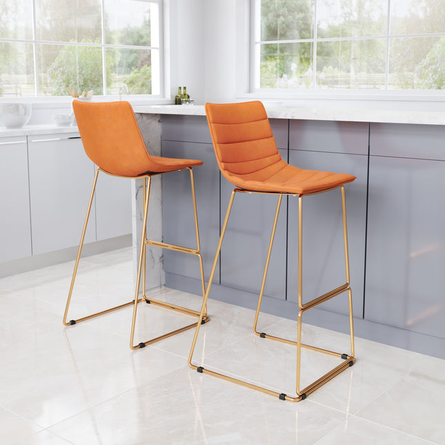 Adele Barstool (Set of 2) Orange & Gold Barstools TriadCommerceInc   